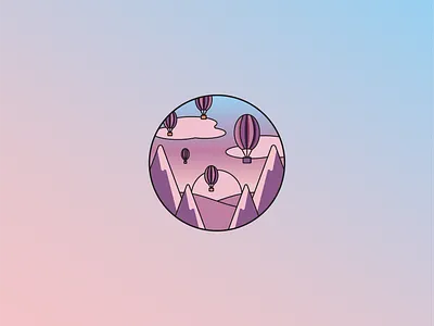 Hot Air Balloon circle illustration gradient hot air balloon hot air balloons illustration pink and purple