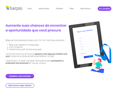 SITE HARPIO TELA DE CANDIDATO design ui ux