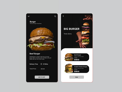 Burger Mobile App black burger burger menu burgers desainui designs food food and drink food app mobile app mobile app design mobile ui ui ux white