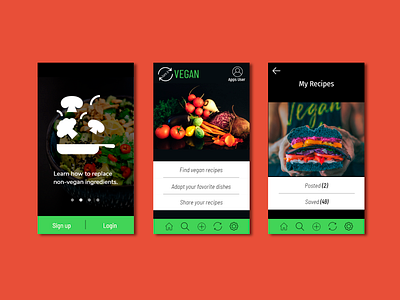 TURN IT VEGAN - MENU SCREEN design menu ui ux