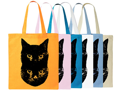 Double Cat Tote cat cat art giltch glitch art kitty silkscreen tote totebag totes