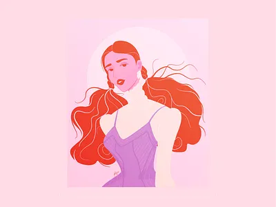 untamable buff character design curly curly hair curves dress earings girl hair illustration redhair redhead woman