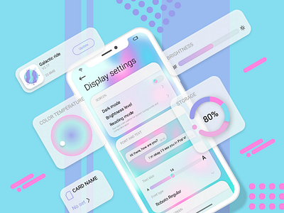 Settings app, DailyUI 007 006 app background blur challenge cute dailyui design gradient interface minimalism pink round settings simple style ui ux uxui white