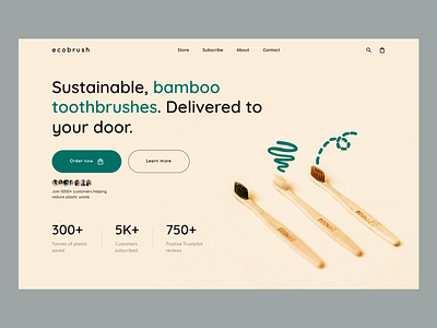Sustainable Toothbrush Home Page design health home page landing page ntureweb sustainable toothbrush web web design