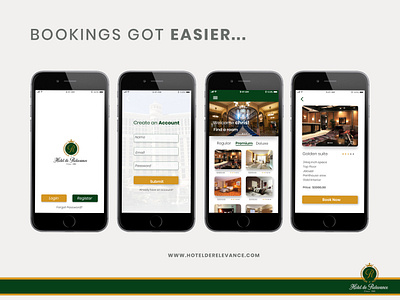 HOTEL DE RELEVANCE app classic design freelance freelance design freelancer functional green hot hotel illustration mobile simple functional mobile app uidaily uiux