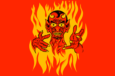 Devilish 1950s 1960s devil devils ephemera illustration pop art procreate red retro tattoo art yellow