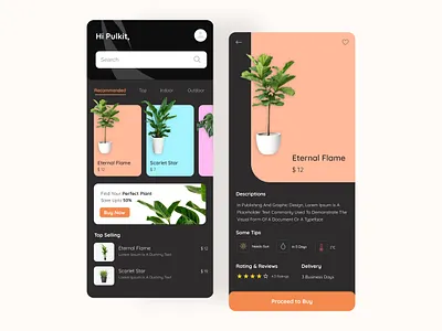 Plants App Design app design figma flat mobileapplication plants plants app ui uidesign ux