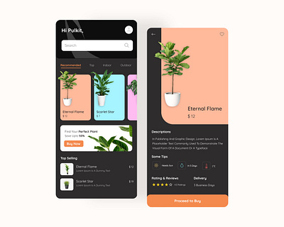 Plants App Design app design figma flat mobileapplication plants plants app ui uidesign ux