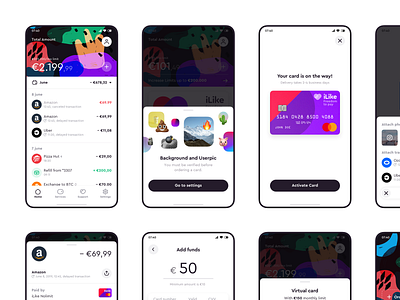 iLike — Banking App bankingapp design flat logo minimal mobile app ui ux