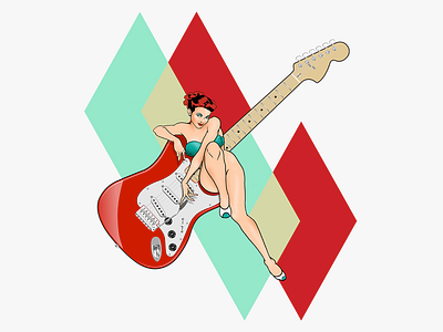 Argyle Red 1950s adobe illustrator americana design electric guitar ephemera graphic design illustration logo pin up procreate stratocaster surf music vintage