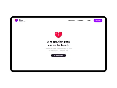 iLike — 404 404 404 page bankingapp design flat logo minimal mobile app ui ux web website