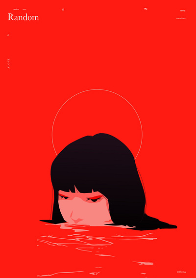 Random abstract composition face girl illustration girl portrait halftone illustration laconic lines melting minimal porter art portrait poster water