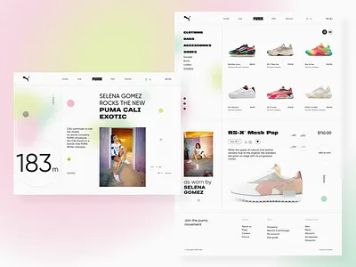 e-commerce PUMA + catalog + card catalog catalogue e commerce ecommerce experimental puma selena selena gomez shoes shop sneakers