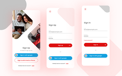 Sign up screens for Beaudash login mobile app signup