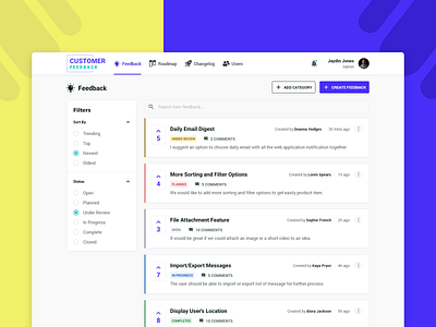 Feedback Management Tool branding creative dashboard design trends feedback feedbacktool feeds inspiraton product development trending ui ux ui ux design ui ux designer user experience web design