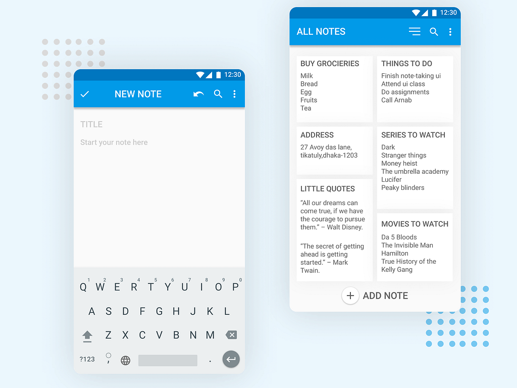 Note Taking App UI by Shantonu Das Gupta on Dribbble