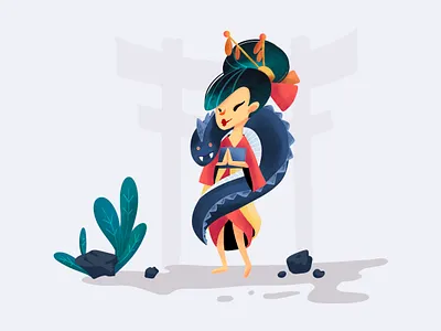 Dragon Girl asian character design dragon illustration japanese procreate