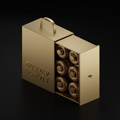 Dunkin dounts packaging blender blender3d donuts gold golden isometric lowpoly package packaging