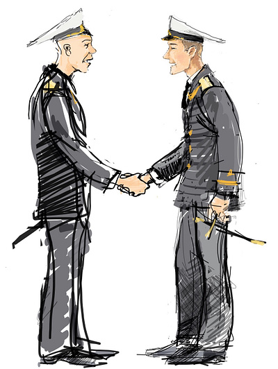 Officers handshake illustration