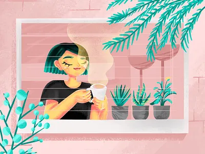 Morning vibes care character illustration self selfcare skin treatment