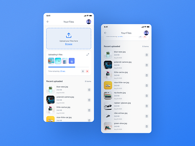 Upload Files App app card card file cloud daily ui design files flat icon list loading progress progressbar settings ui upload uploader uploading ux web
