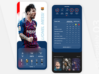 #3 An Athlete's profile adobexd athlete barcelona bio biography dailychallenge design detail football messi mobile sport ui uxdaily