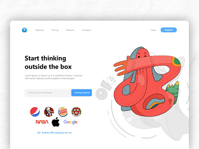 Workplace Landing page app application design branding design illustration typography ui ux web website