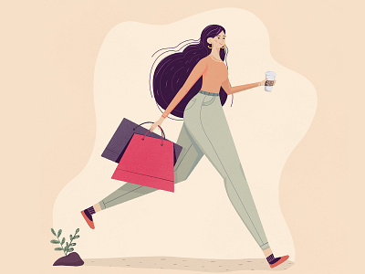 shopping app art cartoon character characterdesign coffee design editorial illustration illustration motiongraphic shopping vector walking