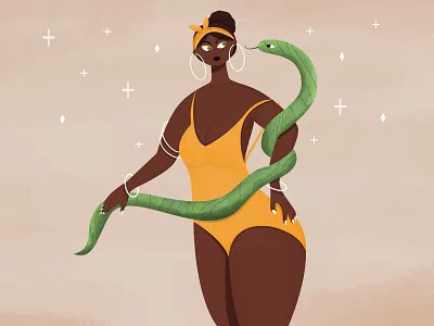Snake woman 2d beautiful black woman character character design characters design girl illustration people pose sexy snake texture vector woman