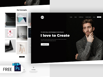 Free Portfolio Web Design PSD Template creative portfolio free psd free psd template free web template freebies freelance designer freelance portfolio minimal modern personal portfolio web design webdesign website design