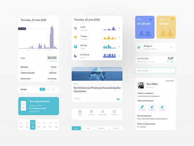 Components | ActiveLife App activity activity feed app appointment components design system doctor doctor app doctor appointment fitness health health care ios medical medication medicine mobile pills prescription research