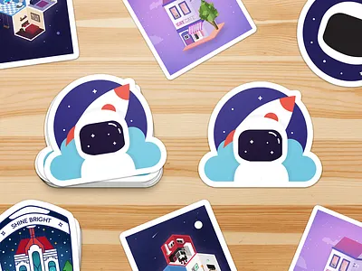 Sticker design astronaut cat cafe cats colorful design home house illustration illustrator playful space sticker vector