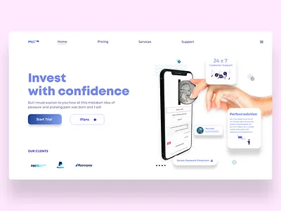 Digital Wallet UI Design adobexd blue cleandesign payement ui uiux websiteui whitespace