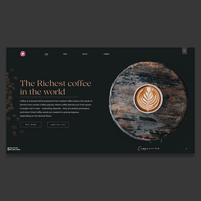 Elegant Coffe UI Design clean grey sandserif serif uiux uiux design uiuxdesign