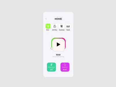 Washing Machine Control android android app android app design app design figma icon ios ios app ios app design ios12 iphone 11 pro iphone x iphonex minimal mobile app design mobile ui ui ux washing machine