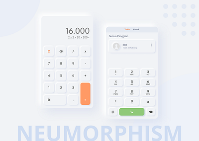 Neumorphism Design calculator neumorphism phone call ui