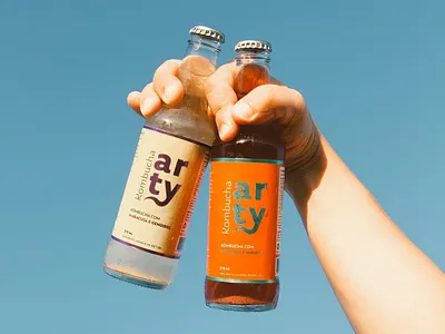Bottle Label - Arty Kombucha bottle label branding design kombucha label