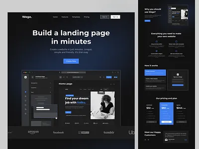 Wege - Website Builder builder clean dark mode design development editor elementor landing page layouts page builder product design ui web design webflow website builder website maker website templates