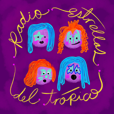 Radio Estrellas Del Trópico art calligraphy colombia digital illustration estrellas illustration kiss latam latin america latinoamerica lettering procreate radio radio estrellas del tropico rock and roll south america textures tropico tropics vintage