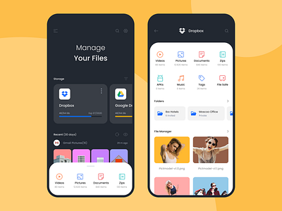 File Manager App aplication app apps dashboard design file manager files folder mobile storage ui uiux ux