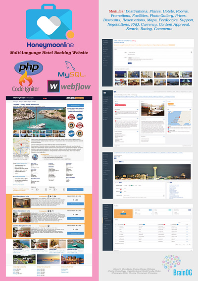 Honeymoon Hotel Booking Project admin panel airbnb booking branding concept design honeymoon hotel hotel booking love php responsive design responsive website room social media web webdesign webflow website website design