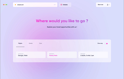 Wizzair webpage redesign and interaction animation(unofficial) after effect animation booking branding design fly interaction motion graphics pink ui plane prototype safari travel travel booking travel web design ui ux web wizzair zauri miminoshvili