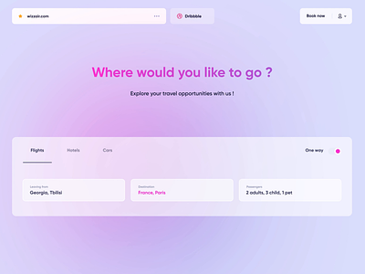 Wizzair webpage redesign and interaction animation(unofficial) after effect animation booking branding design fly interaction motion graphics pink ui plane prototype safari travel travel booking travel web design ui ux web wizzair zauri miminoshvili