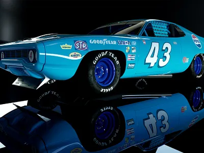 Plymouth Roadrunner NASCAR 3dart 3dartist 3dillustration 3dmodeling advertising design