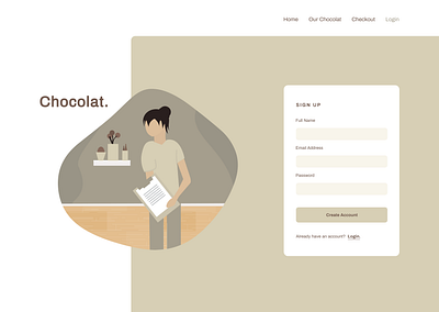 Daily UI : 001 - Chocolat daily 100 challenge dailyui dailyuichallenge design illustration minimal signup ui uiux vectors web website