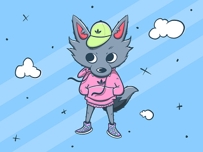 Stylish Wolf adidas adorable animal colourful cute design illustration procreate wolf