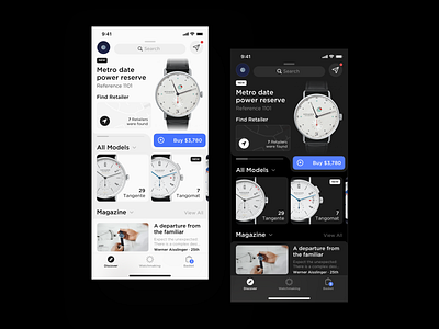 Redesign Watch Store app application behance cart concept dark design layout nomos platform shop shopify shopping shopping basket sketch store ui watch watches watching