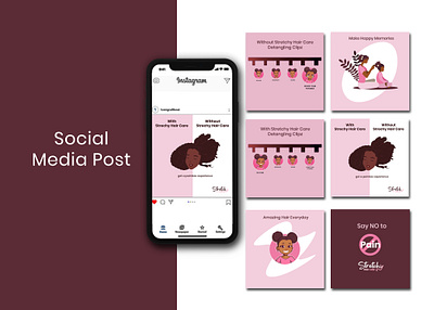 Branding for Stretchy Hair Care branding branding design character creative flat hair care illustration instagram post post product social media vector