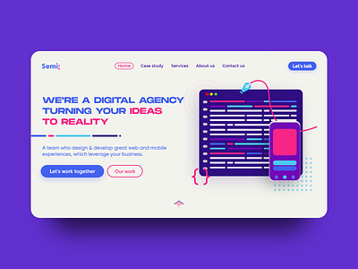 Semi; | Digital Agency adobe xd agency branding agency landing page agency website brandidentity branding design developers landing page landing page design minimal ui ui design ux ux design website concept website design