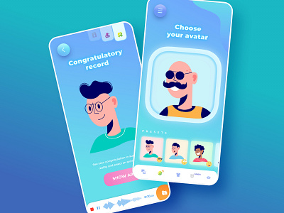 AR congratulations app application avatar congratulation design illustration ios mobile record ui ux